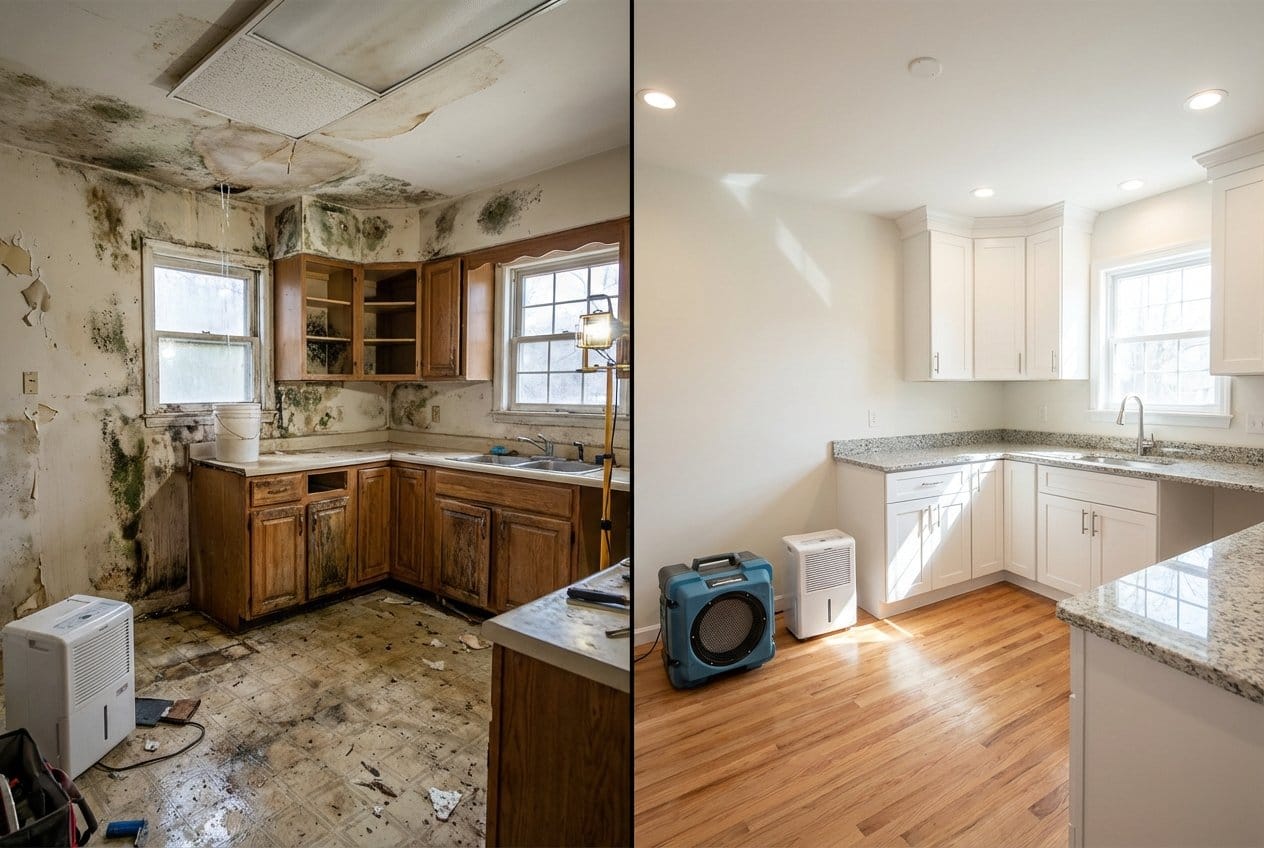 Mold Inspection & Moisture Assessment restoration β home kitchen of colonial residence in Allendale, NJ