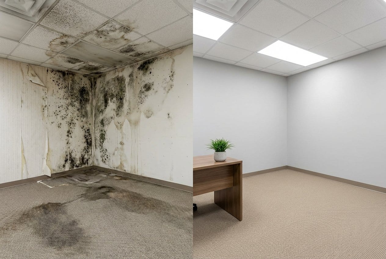 Mold Testing & Lab Reporting restoration — commercial office space of Tudor home in Allendale, NJ