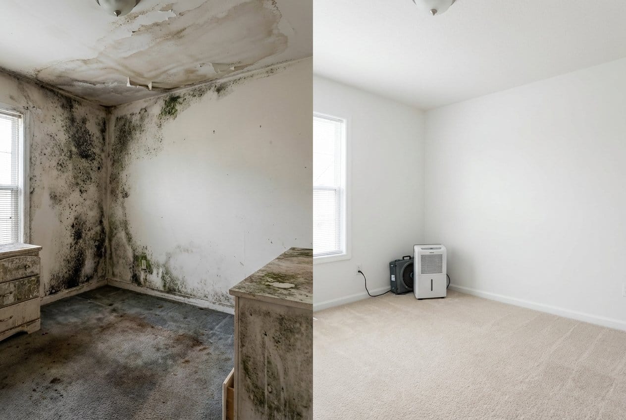 Before and after mold testing & lab reporting in Allendale two-story residence bedroom