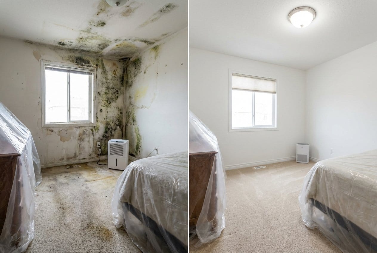 Allendale Mold Removal bedroom restoration before and after in Allendale